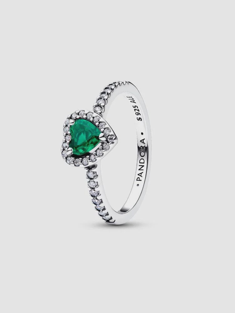 Pandora Elevated Royal Green Heart Ring