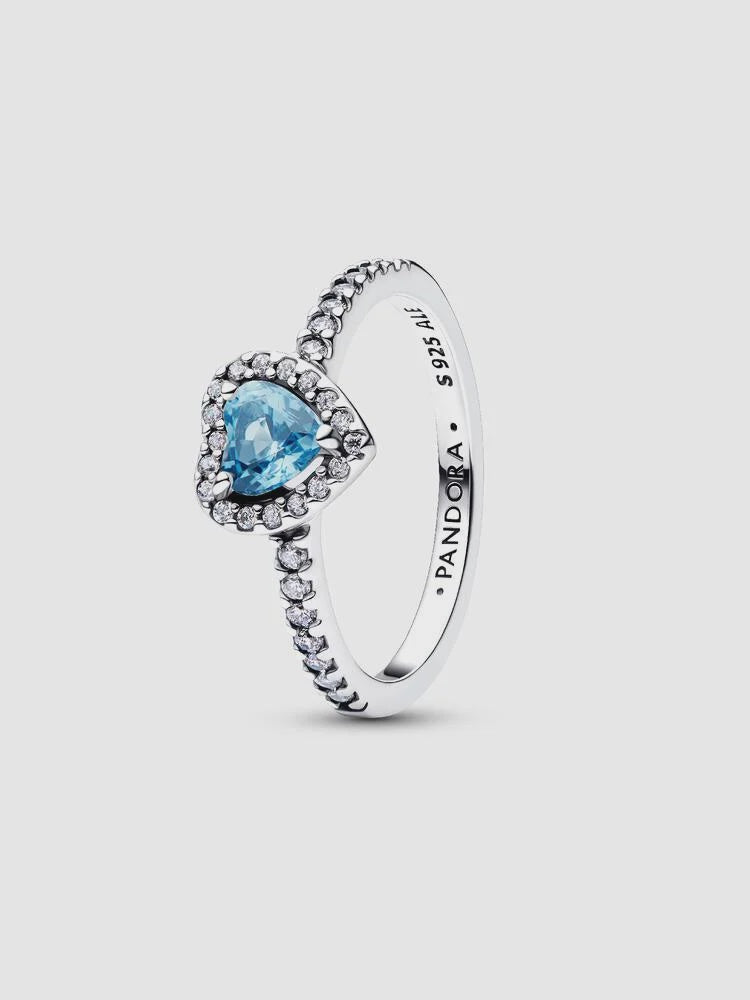 Pandora Elevated Light Blue Heart Ring