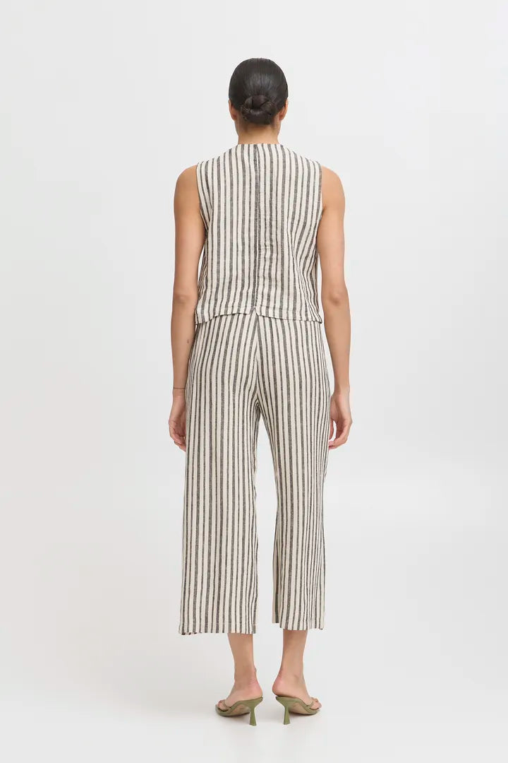 b.young Falakka Crop Trousers Rainy Day Stripe Mix