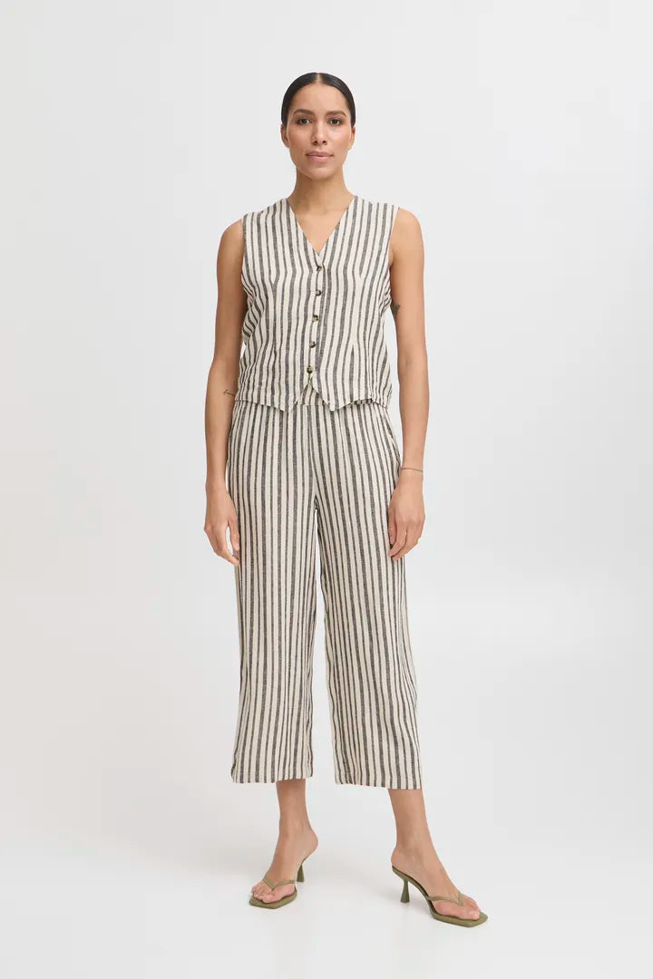 b.young Falakka Crop Trousers Rainy Day Stripe Mix