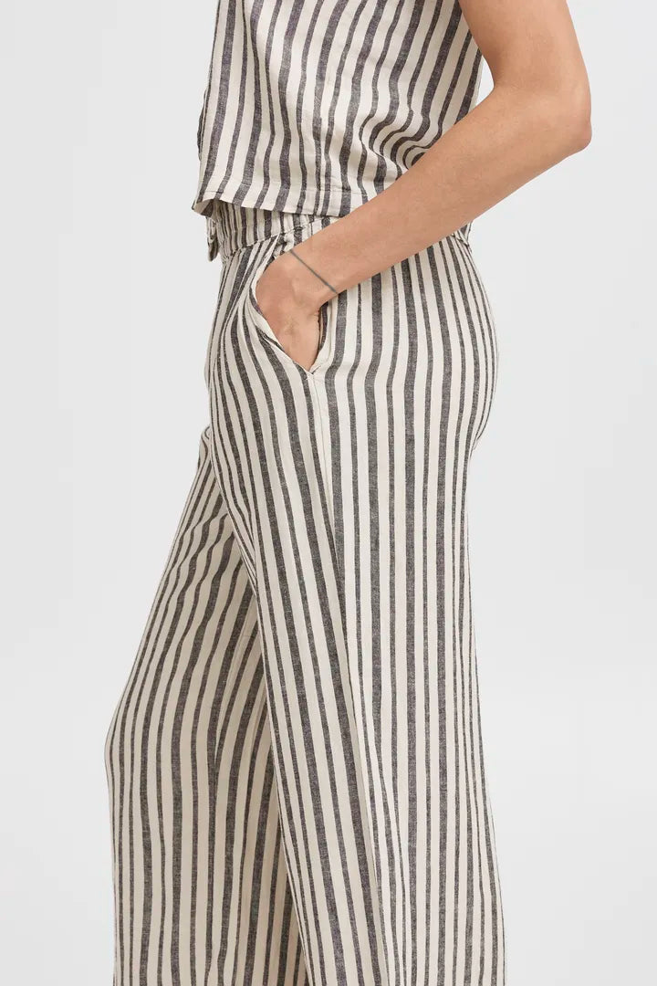 b.young Falakka Crop Trousers Rainy Day Stripe Mix