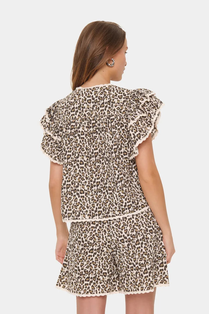 Saint Tropez Kirby Blouse Creme Leopard Strokes