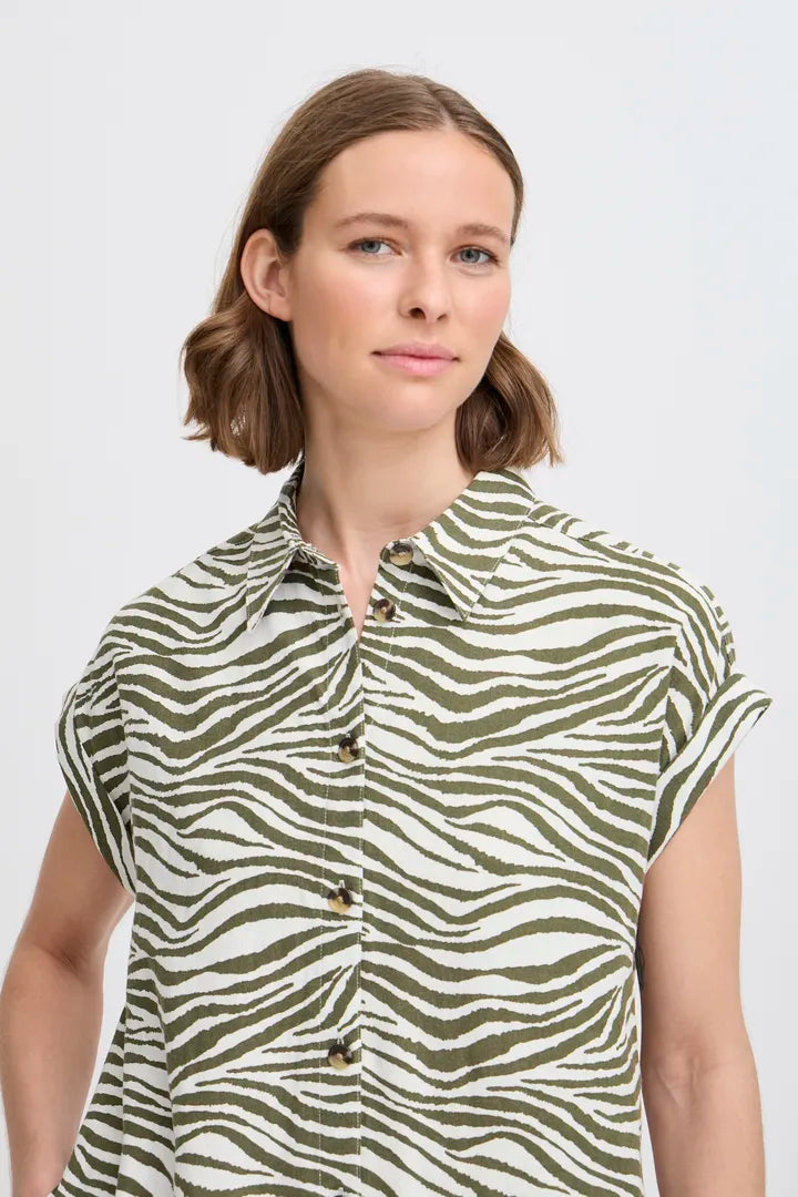 b.young Falakka SS Shirt Dress Animal Kalamata Mix