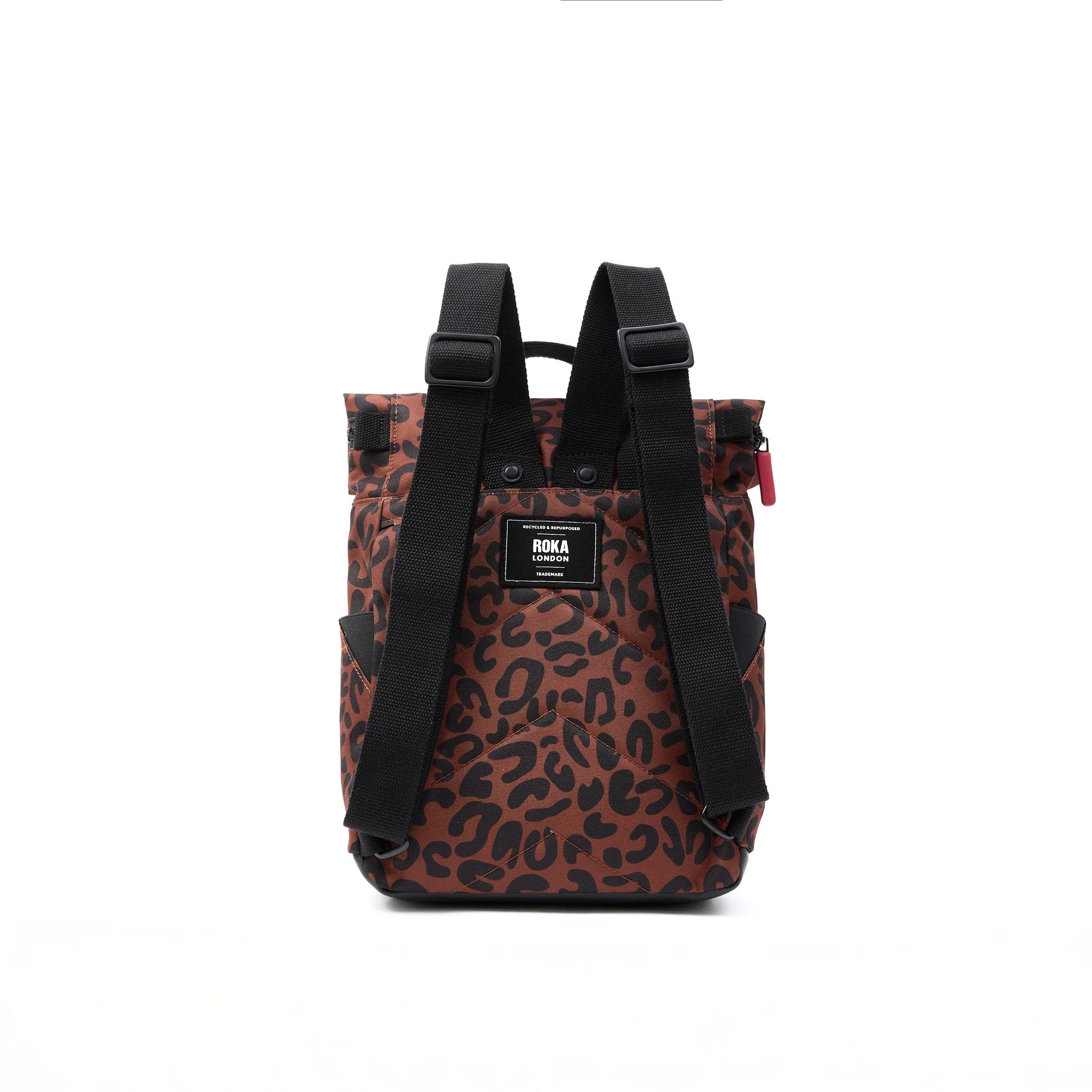 ROKA Canfield B Scarlet Leopard Print Recycled Canvas Small