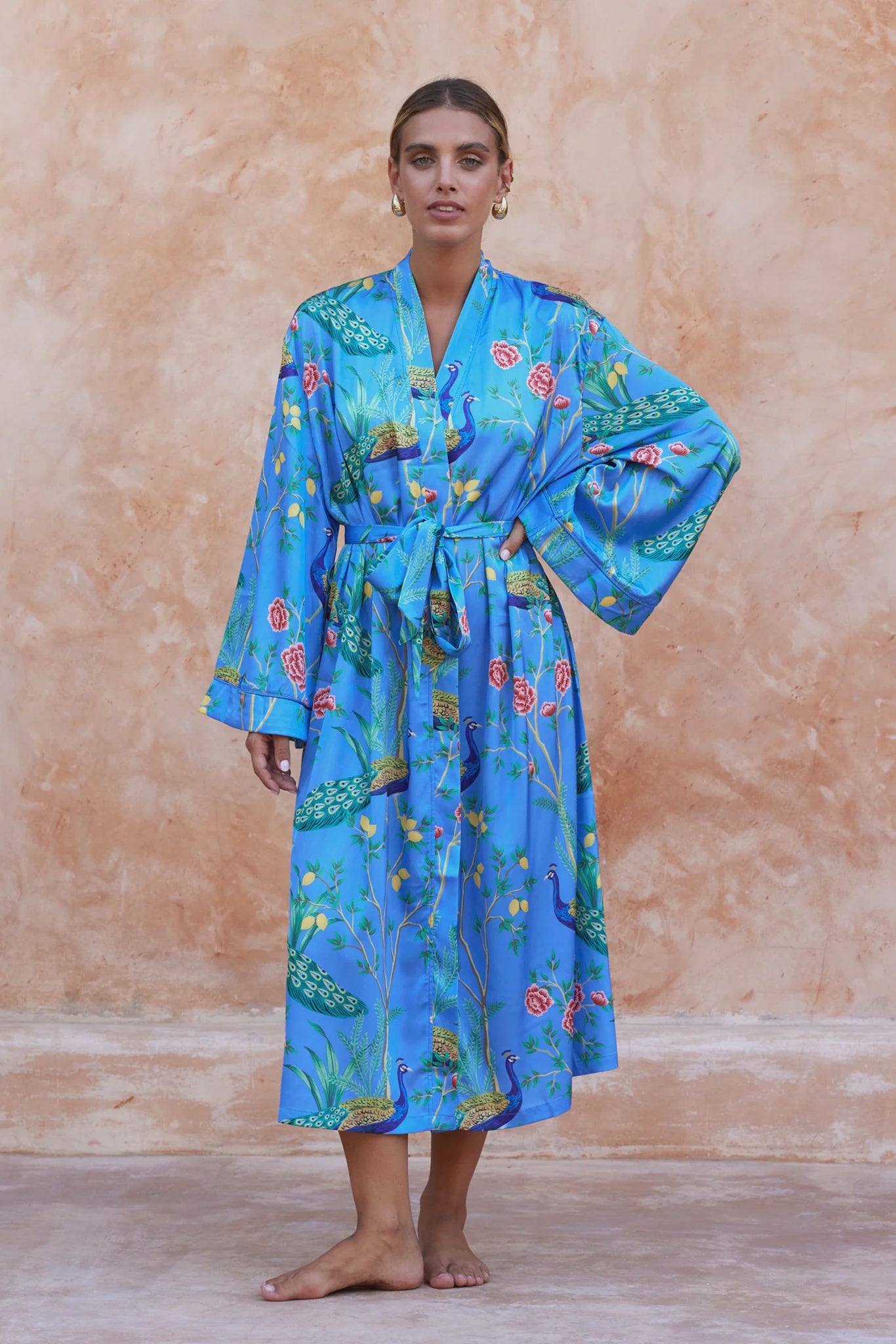 Night Peacock Satin Robe