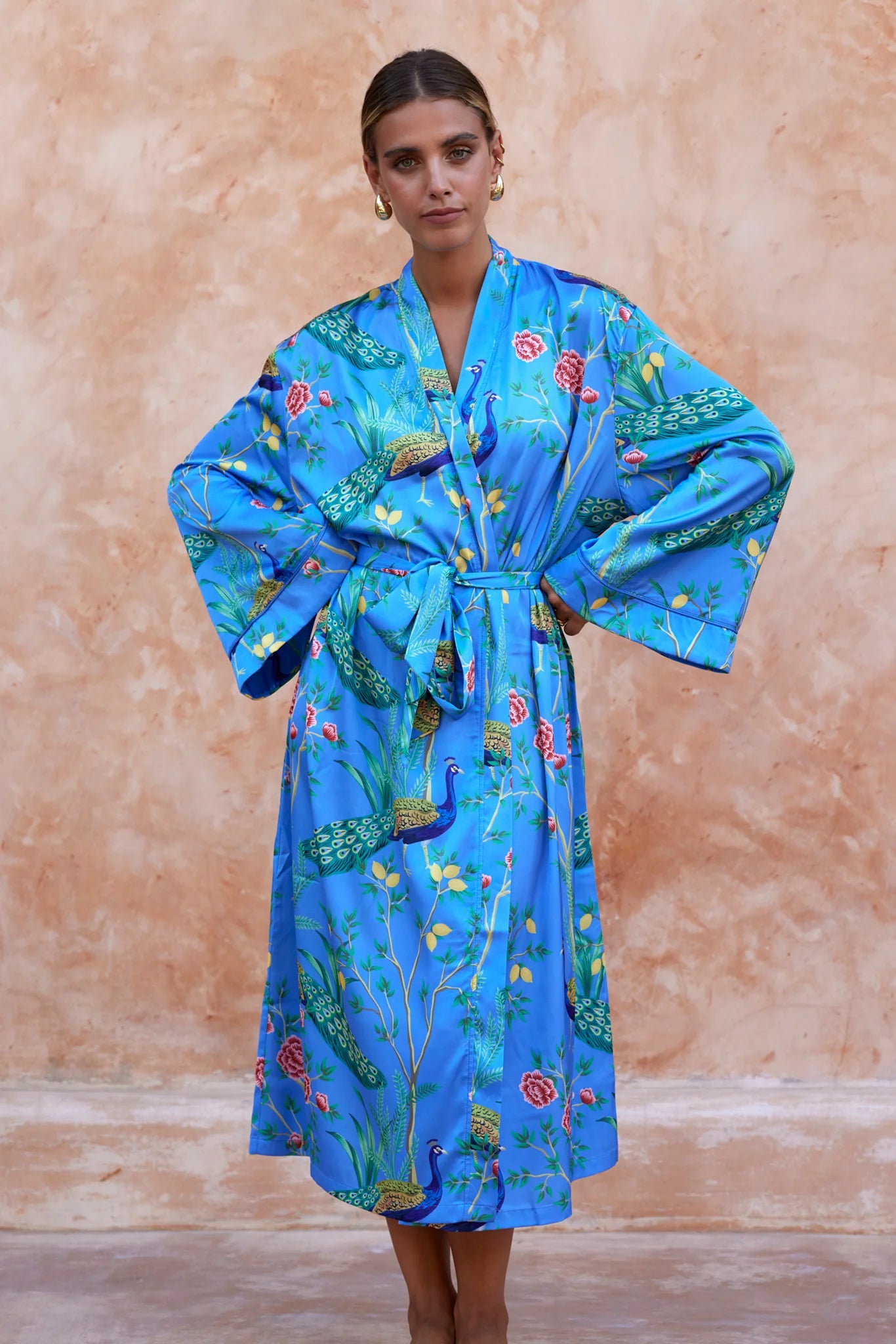 Night Peacock Satin Robe