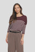 Saint Tropez Mila R-Neck Pullover Decadent Chocolate Fog Stripe