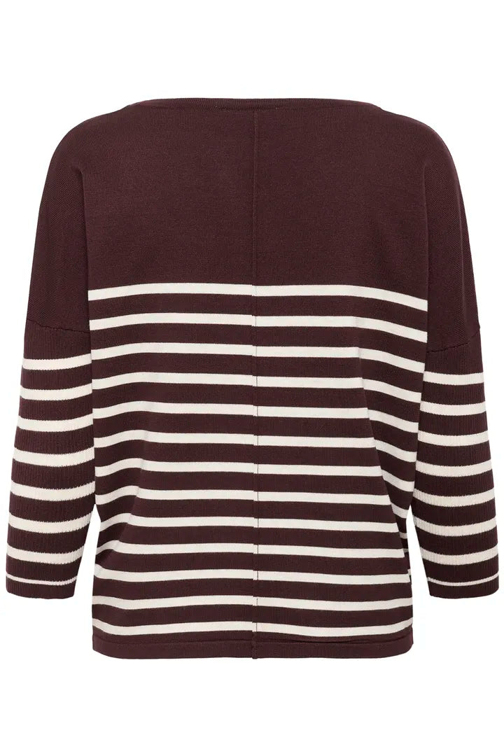 Saint Tropez Mila R-Neck Pullover Decadent Chocolate Fog Stripe