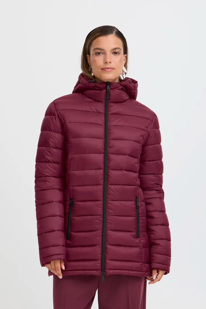 b.young Berta Padded Hood Coat Port Royale