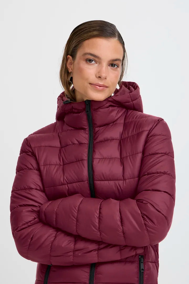 b.young Berta Padded Hood Coat Port Royale