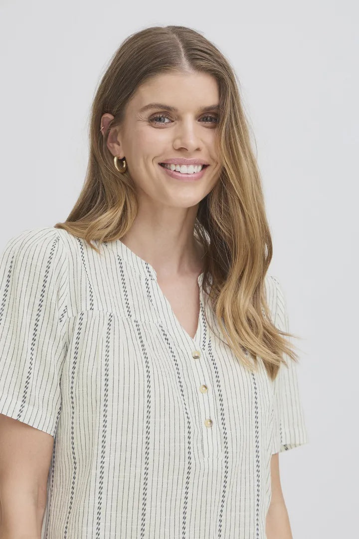 Fransa Bonnie Blouse White Art