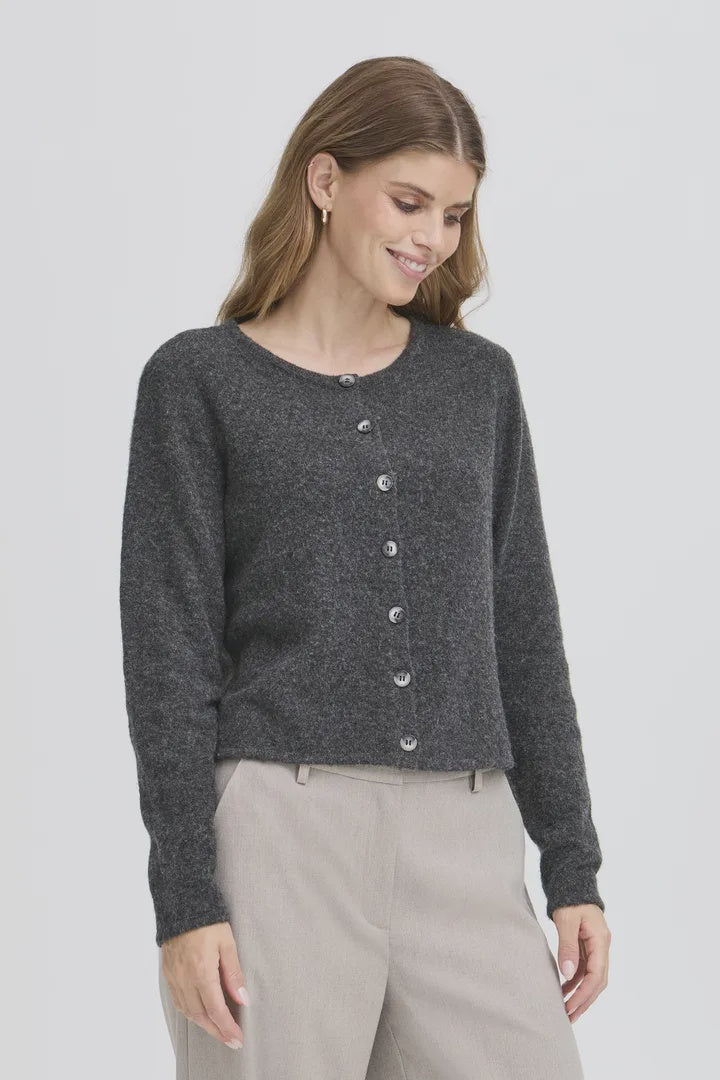 Fansa Noah Cardigan Charcoal Grey Melange