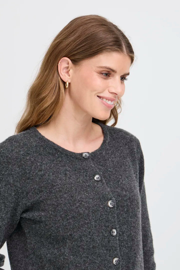 Fansa Noah Cardigan Charcoal Grey Melange