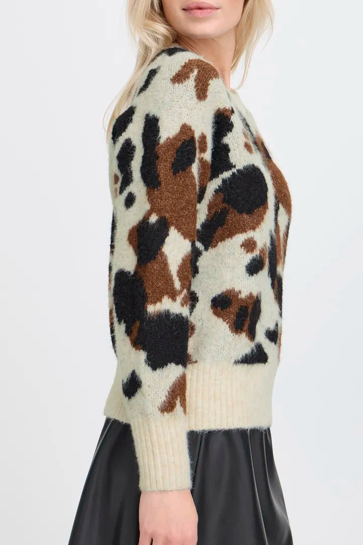 b.young Omea Cow Jumper Birch Cow Jacqaurd