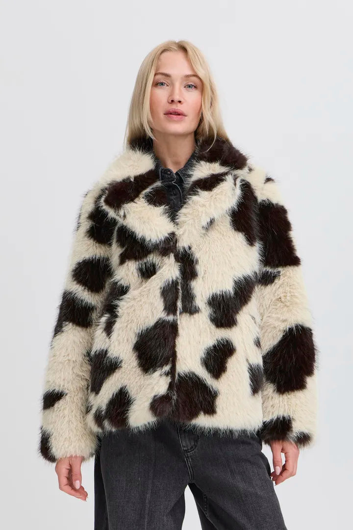 b.young Bemio Coat Birk Cow Fake Fur