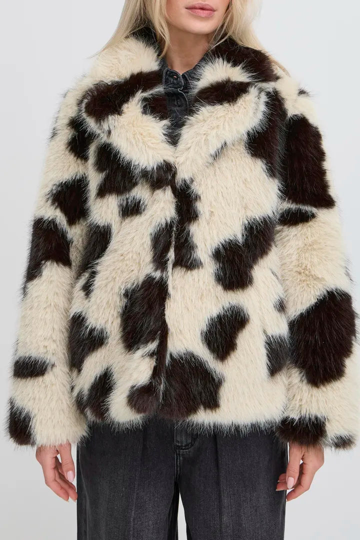 b.young Bemio Coat Birk Cow Fake Fur