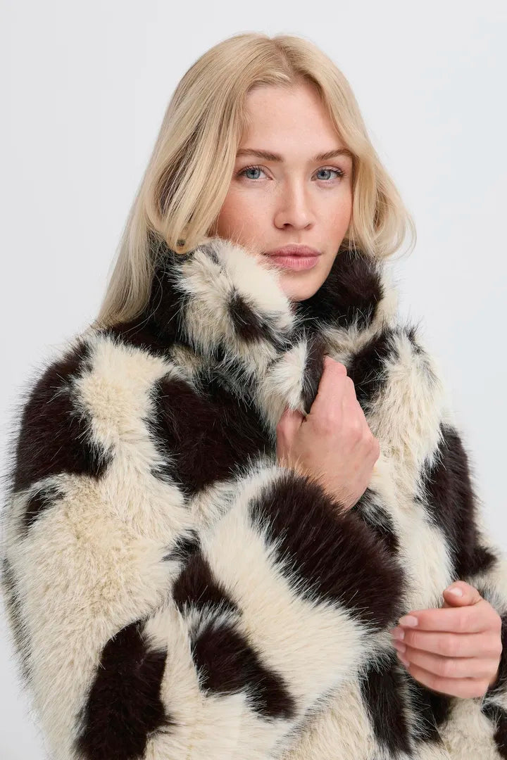 b.young Bemio Coat Birk Cow Fake Fur