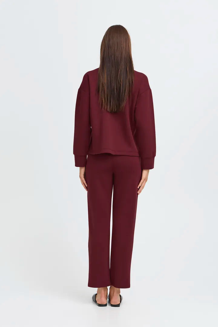 b.young Pusti V-Neck Cropped Blouse Port Royale