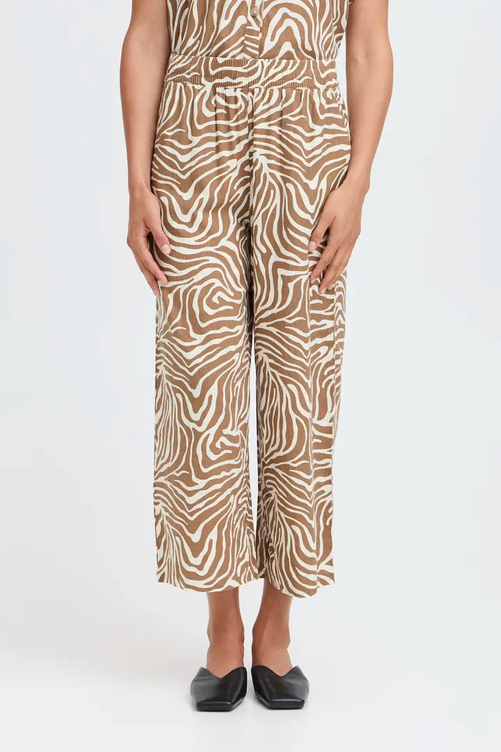 b.young Falakka Crop Trousers Woodsmoke Animal