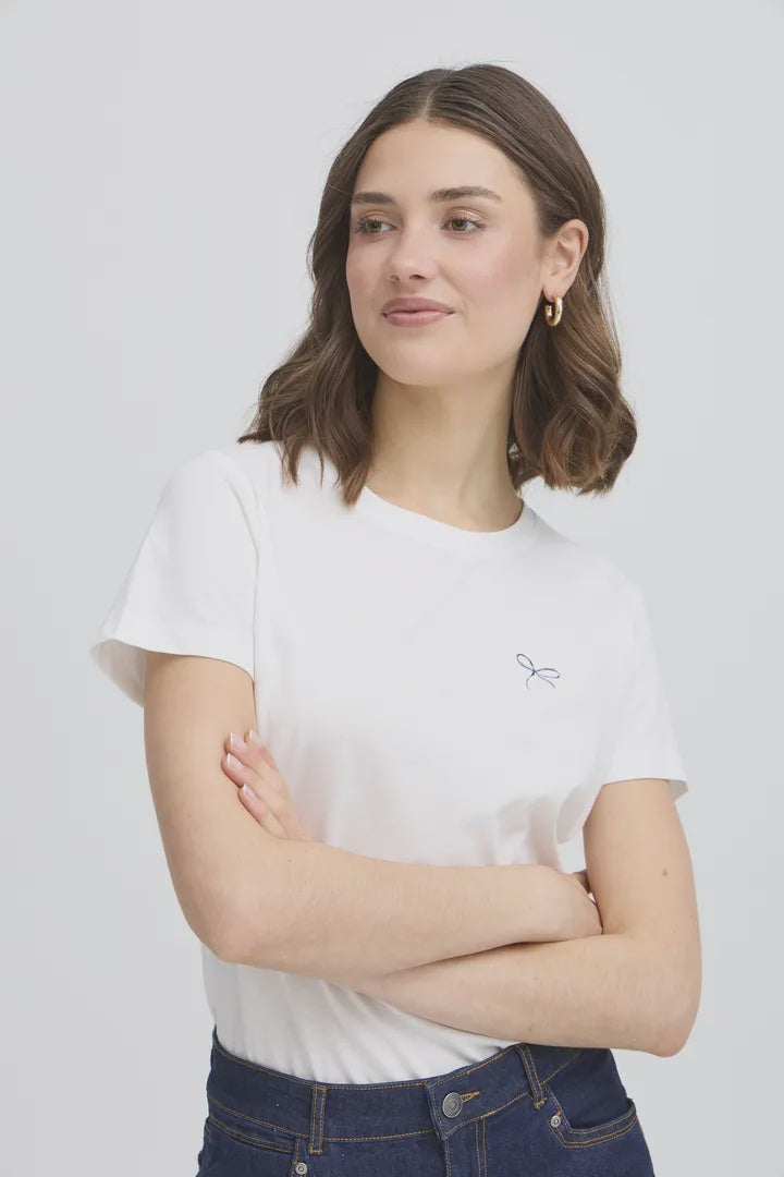 Fransa Juvia Tee Blanc de Blanc w Navy Art