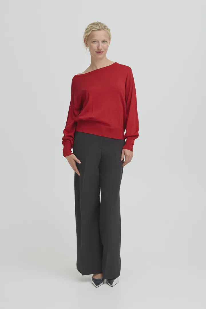 b.young Mobbe Boatneck Jumper Barbados Cherry