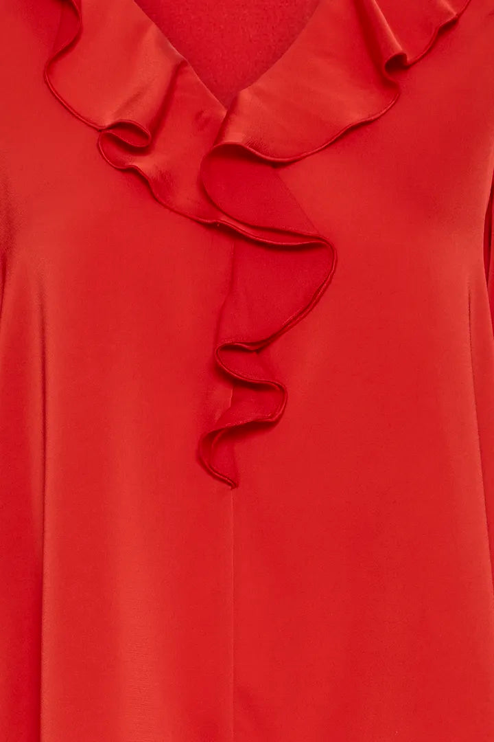 b.young Flair Frill Blouse Barbados Cherry