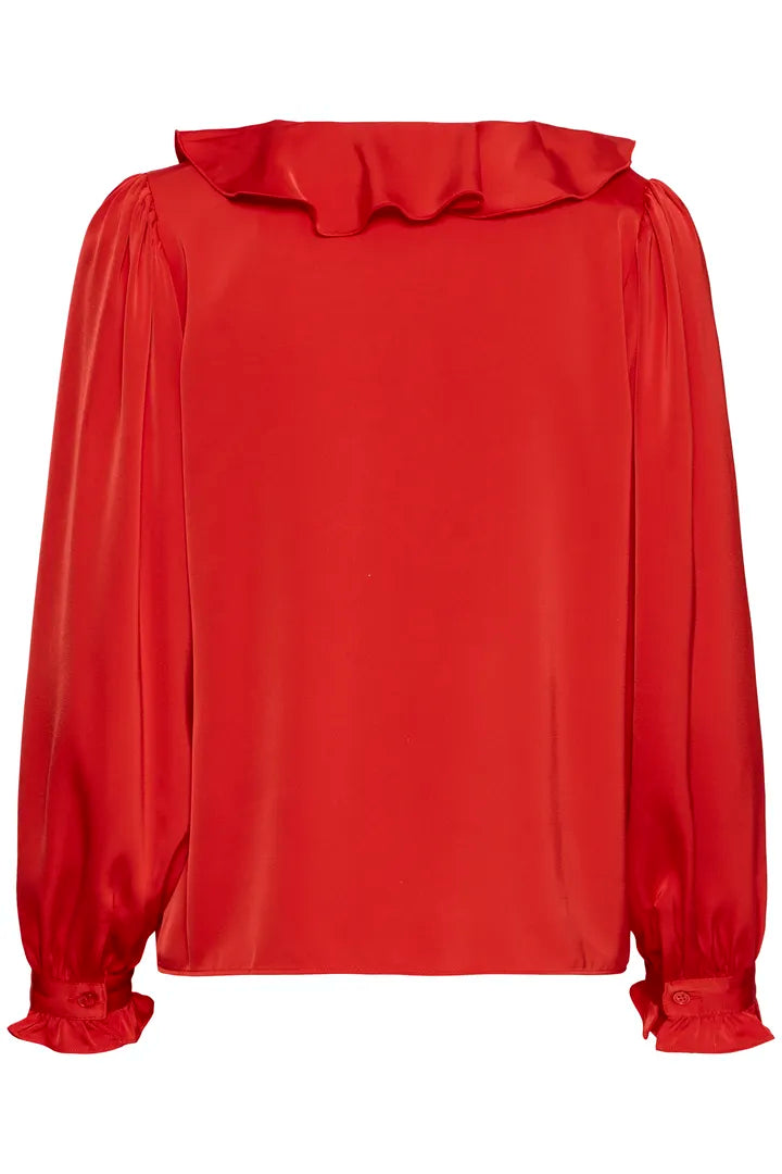 b.young Flair Frill Blouse Barbados Cherry
