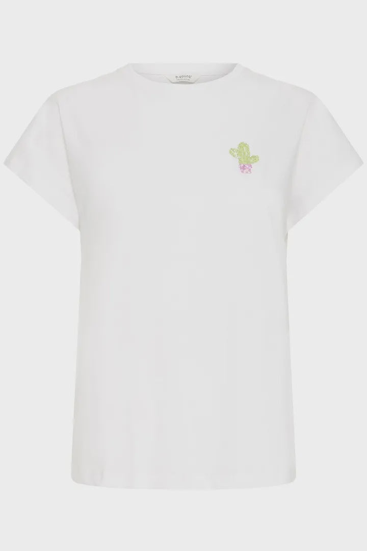 b.young Sobbe Cactus Tshirt Optical White
