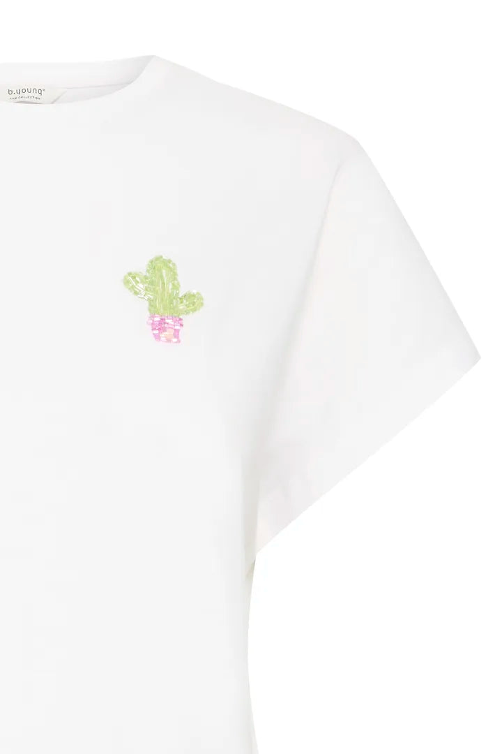 b.young Sobbe Cactus Tshirt Optical White