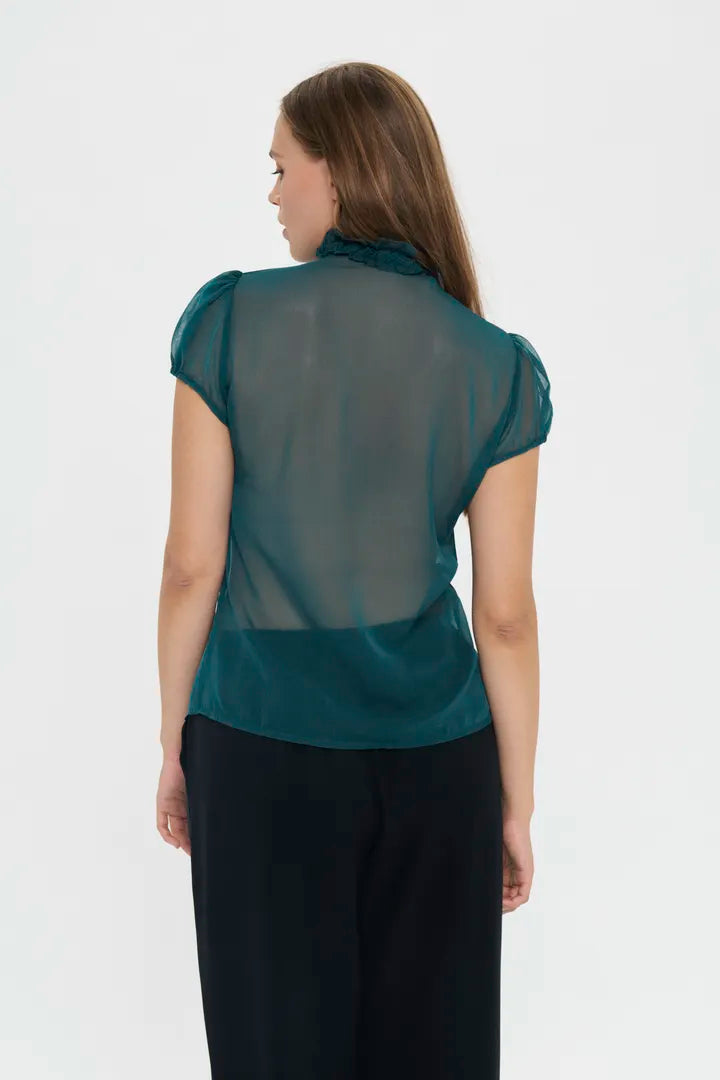 Saint Tropez Lilja Crinkle SS Shirt Atlantic Deep