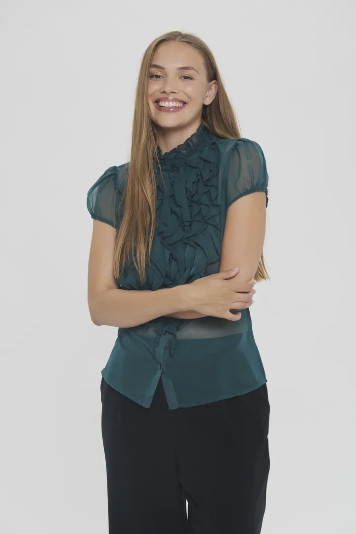 Saint Tropez Lilja Crinkle SS Shirt Atlantic Deep