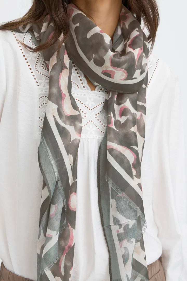 Fransa Sanni Scarf Boho Bloom Smokey Olive