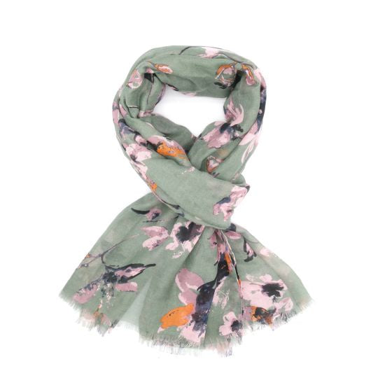Pure Fashions  Spring Flowers Scarf Green
