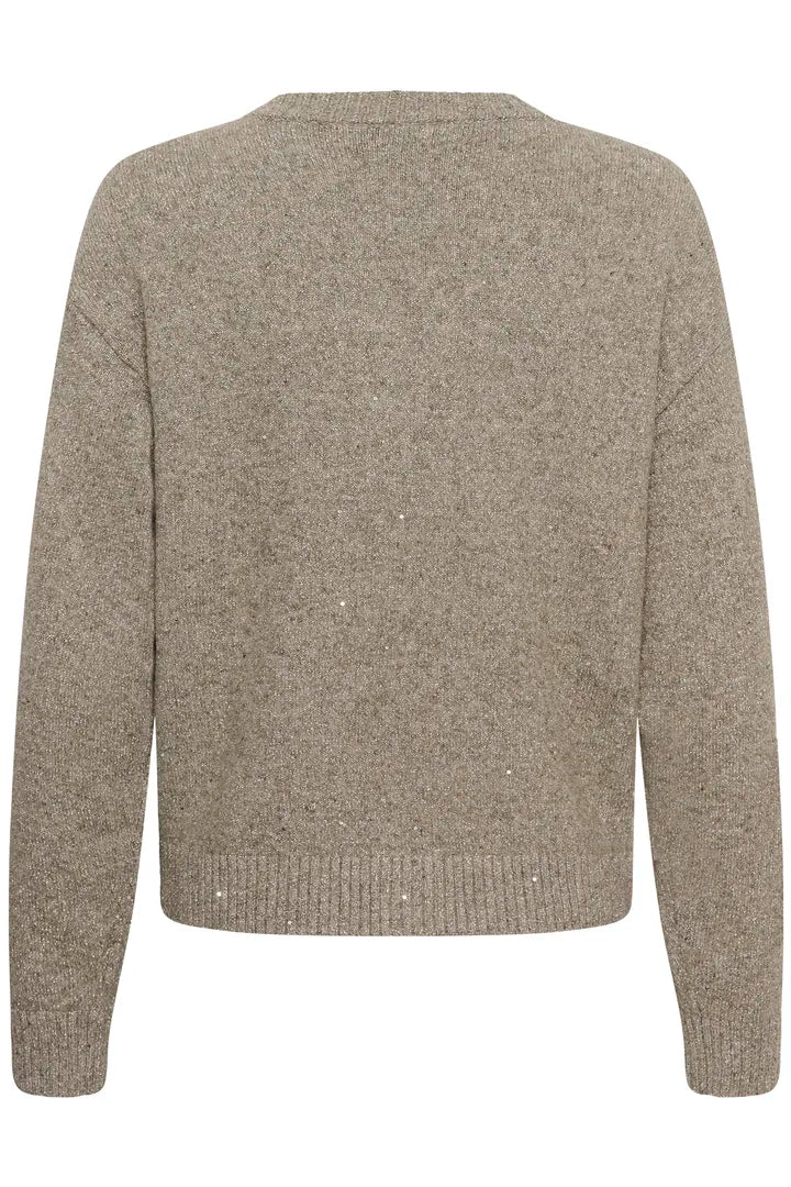 Saint Tropez Nova V-Neck Cardigan Savannah Tan Melange
