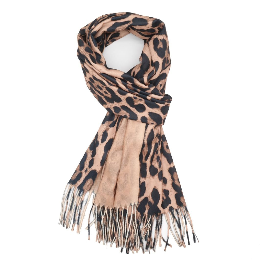 Pure Fashions Leopard Scarf Brown