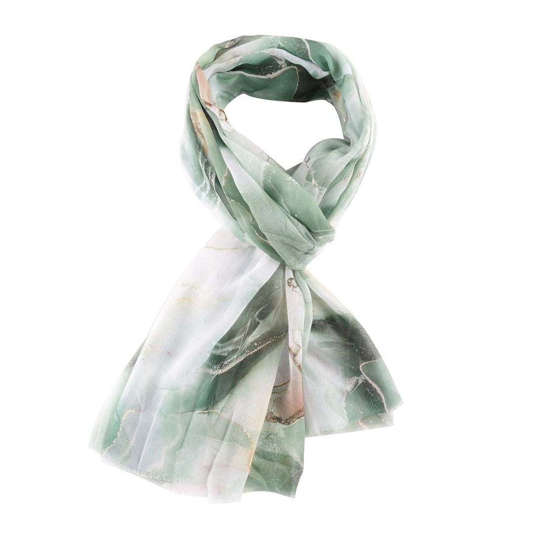 Pure Fashions Gold Marble Scarf Green