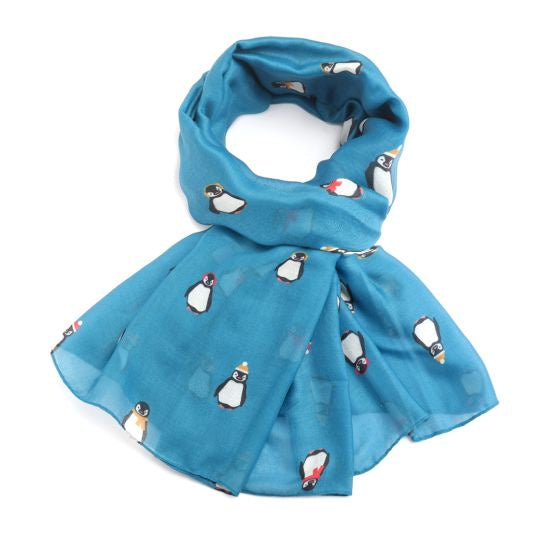 Pure Fashions Baby Penguins Scarf Denim