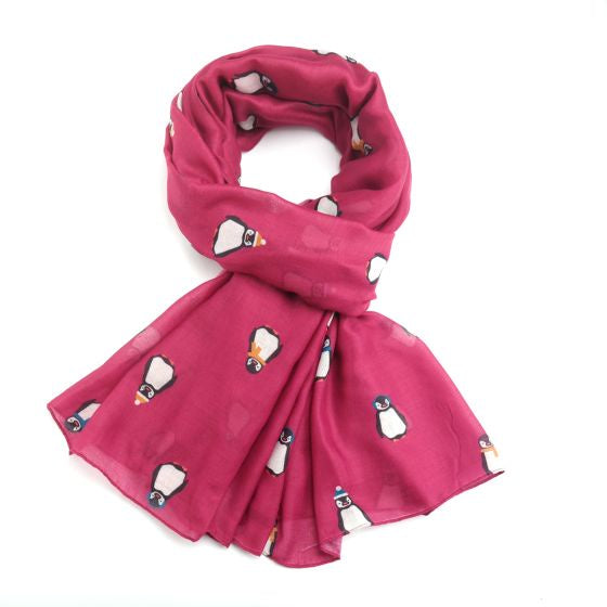 Pure Fashions Baby Penguins Scarf Red