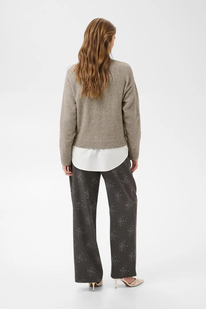 Saint Tropez Nova V-Neck Cardigan Savannah Tan Melange