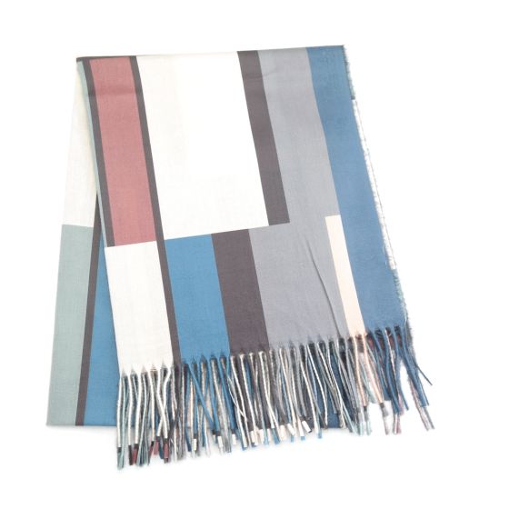 Pure Fashions Rectangles Scarf Blue