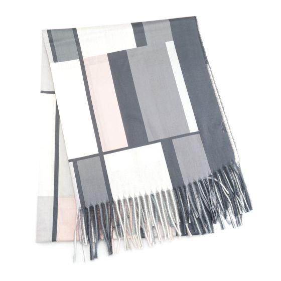 Pure Fashions Rectangles Scarf Grey