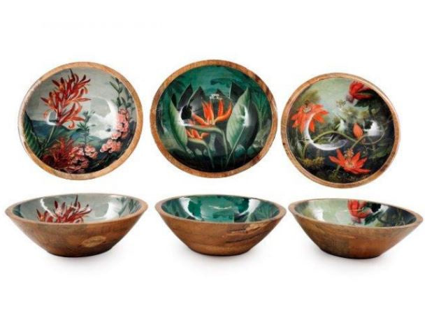 25 CM Madagascar Mango Wood & Enamel Bowl