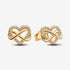 Pandora Gold Plated Sparkling Infinity Heart Stud Earrings