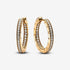 Pandora 14ct Gold Plated Pandora Signature Logo & Pavé Hoop Earrings