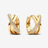 Pandora Gold Plated Crossover Pavé Hoop Earrings