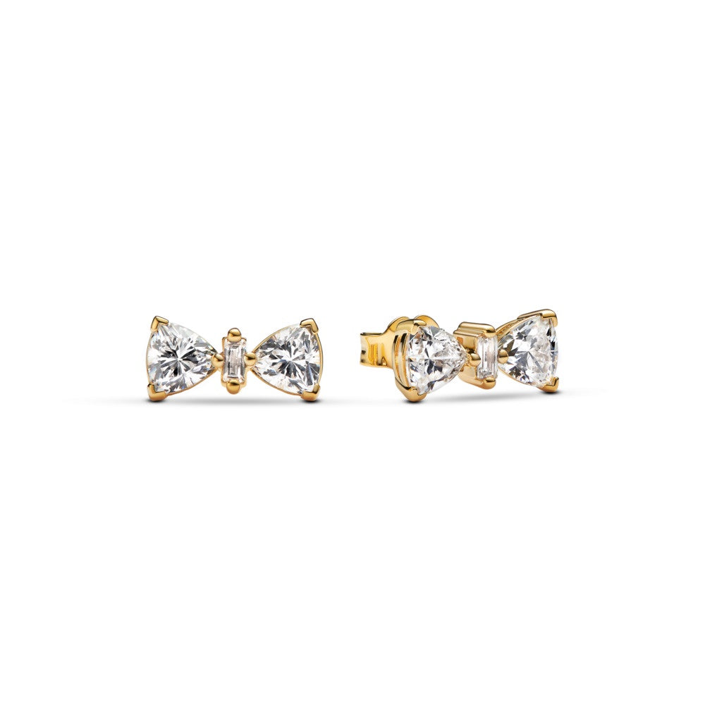 Pandora Gold Plated Sparkling Bow Stud Earrings