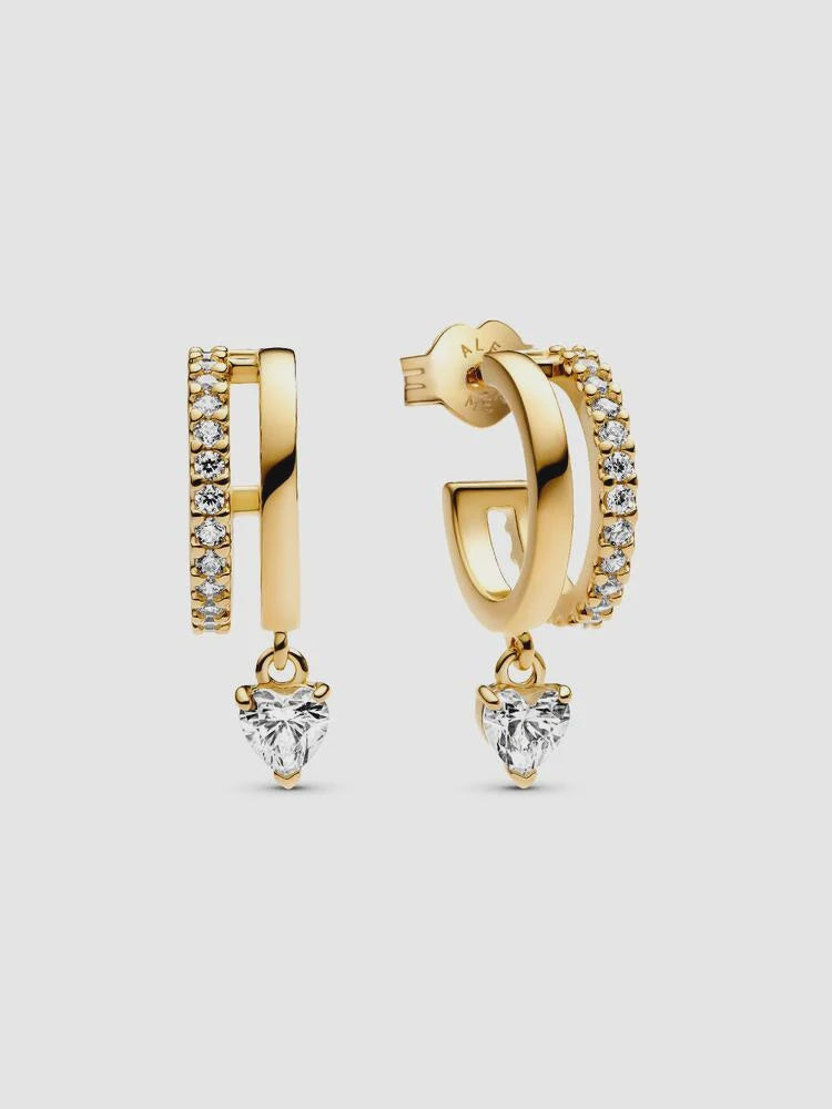 Pandora Dangling Heart Hoop Earrings