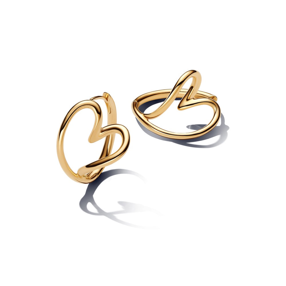 Pandora Essence Gold Plated Organically Shaped Heart Hoop Earrings