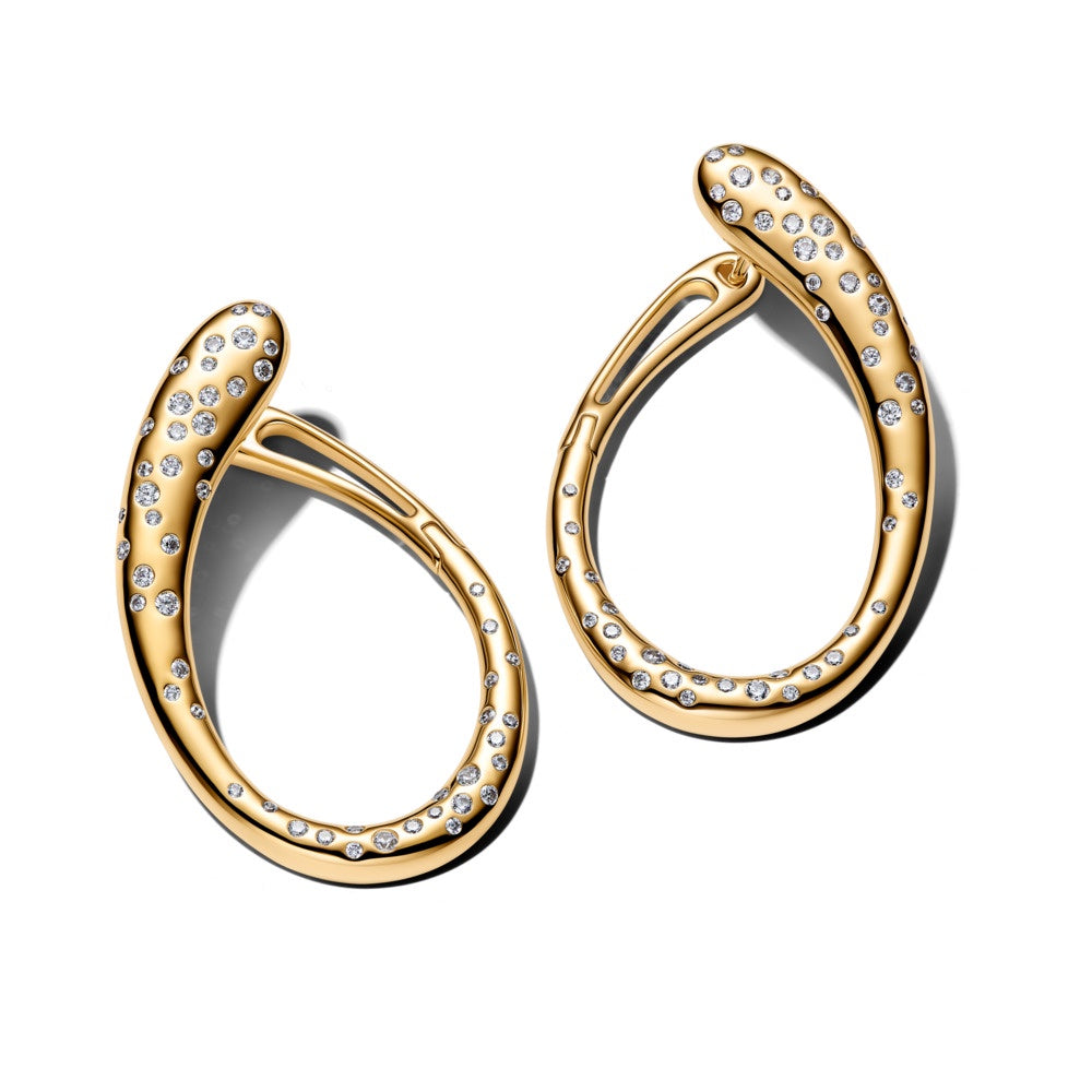 Pandora Organically Shaped Stone-Set Hinged Hoop Earrings