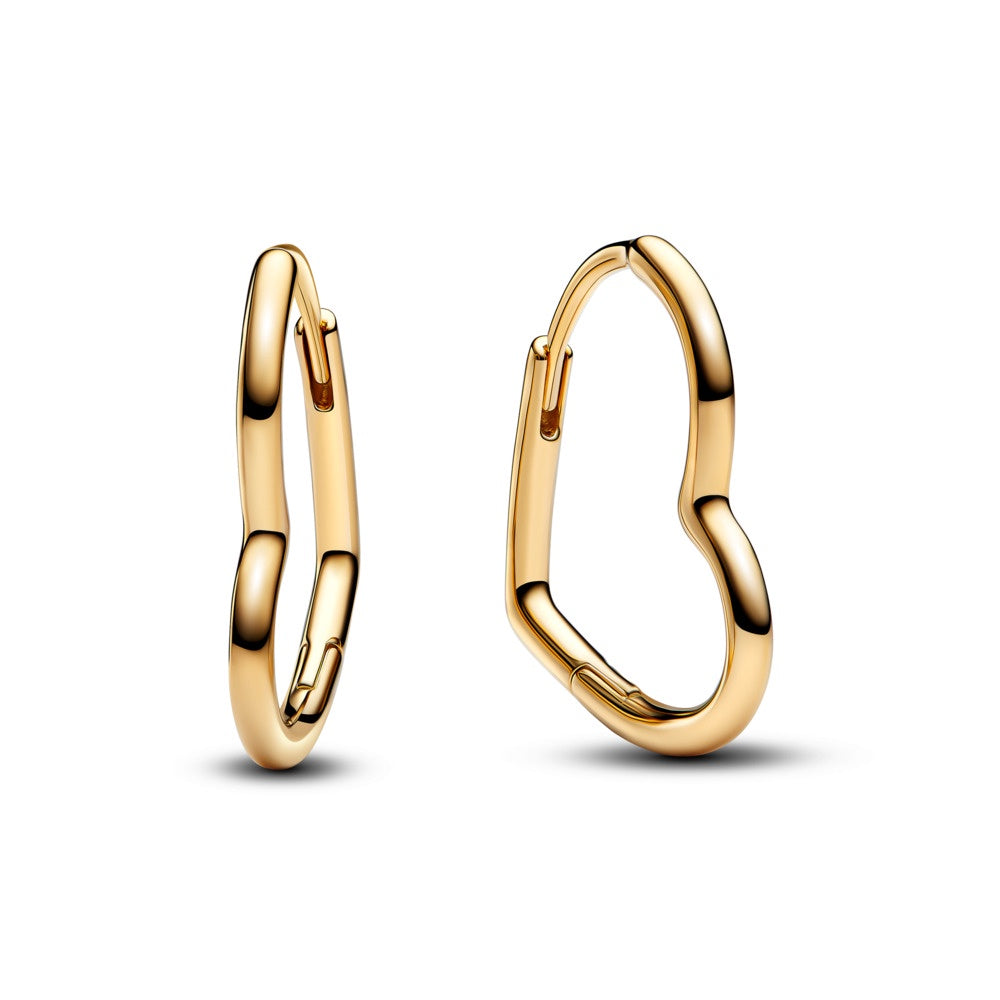 Pandora Gold Plated Asymmetrical Heart Hoop Earrings